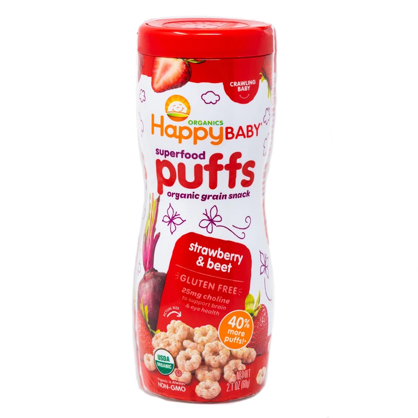 Happy Baby Organic Strawberry Puffs 2.1 oz