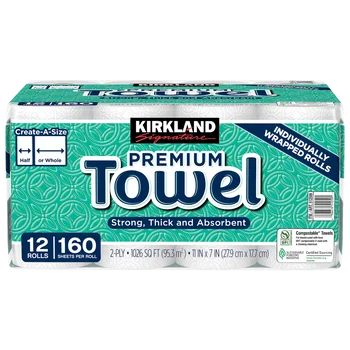 Kirkland Paper Towel  12 rolls (160 sheets)